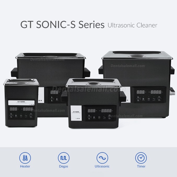 GT SONIC S-Series 2-9L Touch Panel Benchtop Ultrasonic Cleaner with Heater Titanium Mirror Stainless Steel
